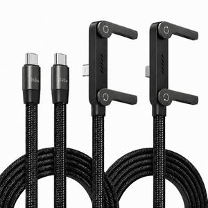 lot 14347 image: HOSYH USB C to USB C Charging Cable 240W with Phone Stand, 90° Flat Cord