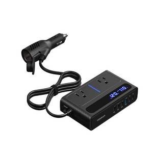 lot 14358 image: TESSAN 200W Car Power Inverter 12V DC to 110V AC with USB-C Ports