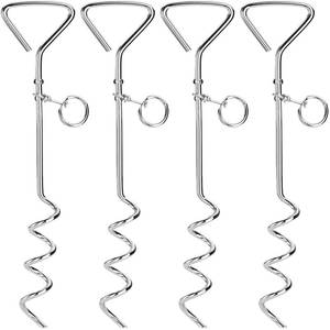 lot 14371 image: Fasmov Dog Tie-Out Spiral Stake 16 Inch 0.315 In 4 Pack