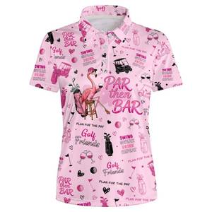 lot 14397 image: HUURAY Womens Golf Polo Shirt Flamingo Print Short Sleeve XL