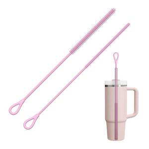 lot 14406 image: YOTIME Silicone Straw Cleaner Brush Set, 2 Pcs, Pink