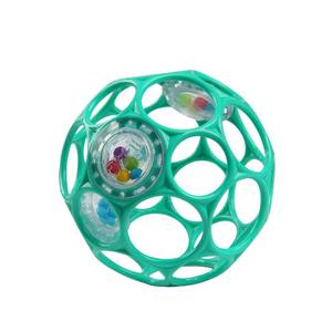 lot 14415 image: Bright Starts Oball Rattle Infant Toy Teal 4 Inches BPA-Free