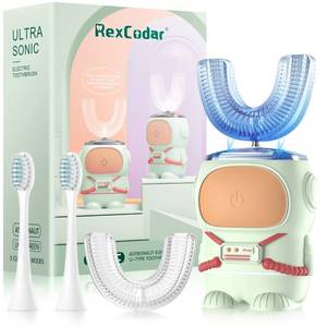 lot 14416 image: RexCodar Kids Electric Toothbrush U-Shaped Ultrasonic, 4 Brush Heads, Ages 2-6