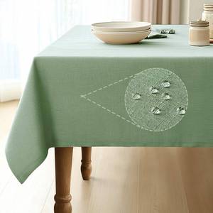 lot 14434 image: Pureegg Rectangle Linen Tablecloth Waterproof 60 x 84 Inch Sage Green