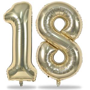 lot 14440 image: Lingqiang Champagne Gold Number 18 Foil Balloons 40 Inch