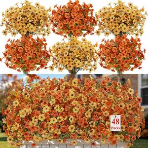 lot 14445 image: Alupssuc Artificial Fall Flowers 24 Bundles UV Resistant Faux Mums