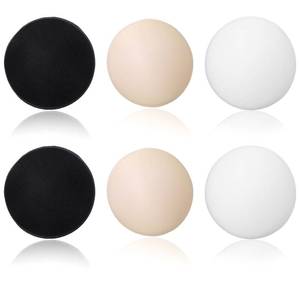lot 14453 image: HJZHII Round Bra Cup Inserts Pads 3 Pairs Black White Nude Removable