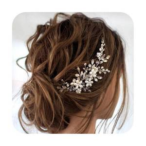 lot 14467 image: JAKAWIN Bridal Wedding Hair Comb Pearl Crystal Rhinestone Silver Gold