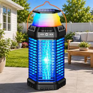 lot 19137 image: GTERT Solar Bug Zapper 6000mAh Rechargeable Outdoor with Camping Lantern (USED)