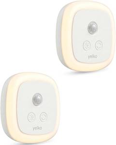 lot 20383 image: YELKO LED Plug-In Night Light 3000K Motion Sensor Dusk to Dawn 2-Pack