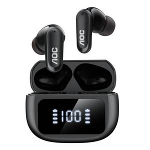 lot 20384 image: AOC Wireless Noise Cancelling Earbuds 39dB ANC 45H Black