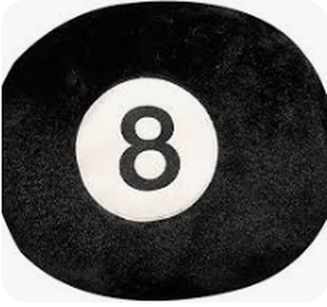 lot 2074 image: Black Plush 8 Ball with Embroidered White Number Patch - Stock image may not match actual product images