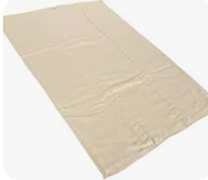 lot 2378 image: Tan Rectangular Fabric Panel with Wide Hem Border 6 ft by 4 ft - Stock ijmage may not match actual product images