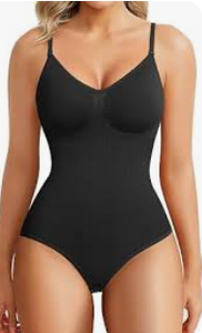 lot 2393 image: Black Padded Bodysuit Shapewear with Adjustable Straps and Hook-Eye Closure - Stock image may not match actual product images