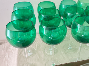 lot 23 image: Set of 17 Lenox Green long stemmed wine glasses