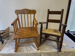 lot 35 image: Two vintage childrens rocking chairs