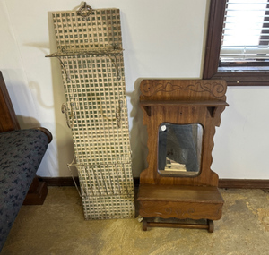 lot 64 image: Two Wall Shelves-one with mirror