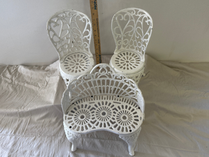 lot 65 image: Cast iron Doll Bench and Chairs - DOLL SIZED