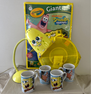 lot 73 image: SpongeBob cups, lamp and Coloring book