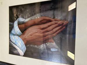 lot 74 image: Large praying Hands Art 32x25 from Mexico