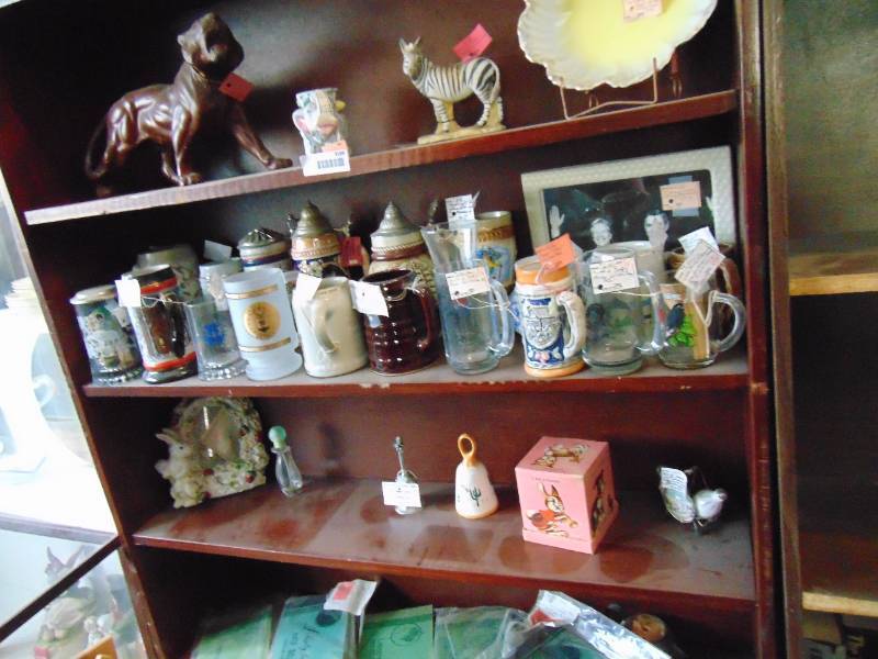 lot 3190 image: Contents of 2 Shelves - Steins and Below