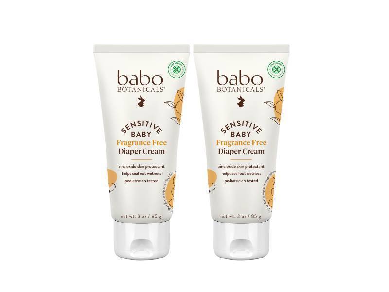 lot 29345 image: Babo Botanicals Sensitive Baby Fragrance-Free Diaper Cream - 25% Natural Zinc Oxide - Calendula, Shea & Cocoa Butter - EWG Verified - Vegan- From birth on - 2-Pack - Retail $28