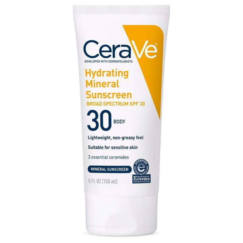lot 39190 image: CeraVe Hydrating Mineral Sunscreen SPF 30 with Hyaluronic Acid, 5oz - Retail $18