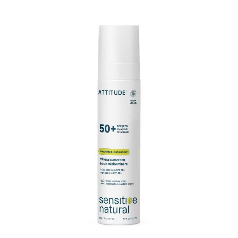 lot 39351 image: ATTITUDE Sensitive Skin Mineral Sunscreen Lightweight Lotion SPF 50, Broad Spectrum Zinc Oxide, EWG Verified, Non-Nano, Water-Resistant, Non-Greasy for Face & Body, Unscented, 3 Oz - Retail $24