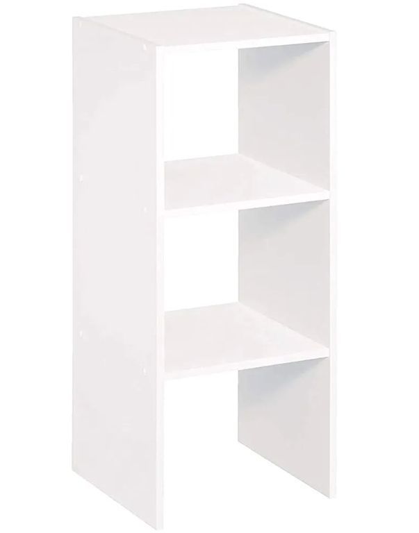 lot 47592 image: ClosetMaid Vertical Cube Organizer, White, 3-Pack31 In Stackable Design, DAMAGED CORNERS. - Retail $40