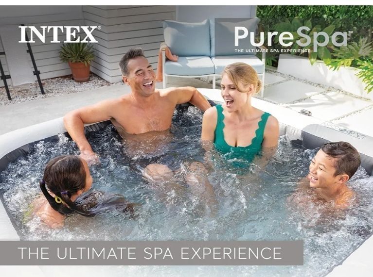 lot 18824 image: INTEX PureSpa 6 Person Inflatable Hot Tub with Energy-Efficient Spa Cover. PUMPHEATER NOT INCLUDED, ONLY TUB & COVER, SEE PHOTO