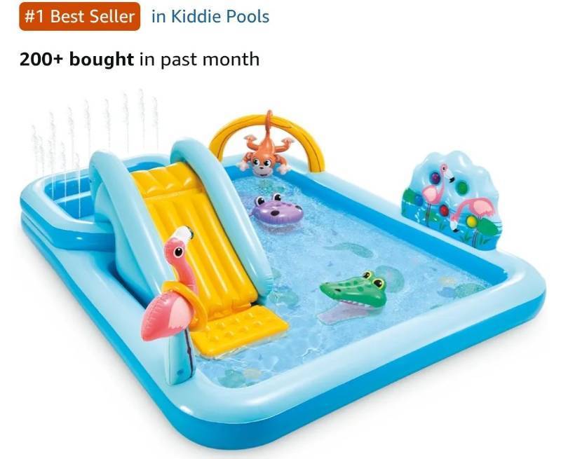lot 29627 image: INTEX Jungle Adventure Inflatable Water Slide Park & Kiddie Swimming Pool - Retail $90