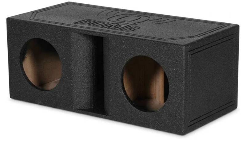 lot 39712 image: Q Power QBOMB10HP-DUAL Dual 10 Vented Car Audio Subwoofer Box, DAMAGED IN SERVERAL PLACES. - Retail $193