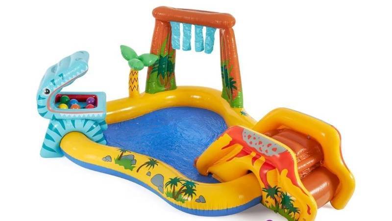 lot 18848 image: INTEX Dinosaur Inflatable Kiddie Pool & Water Slide  - Retail $80