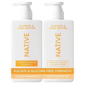 lot 29656 image: Native Shampoo and Conditioner Contain Naturally Derived Ingredients All Hair Type Color & Treated, Fine to Dry Damaged, Sulfate & Dye Free - Almond & Shea Butter - Retail $22