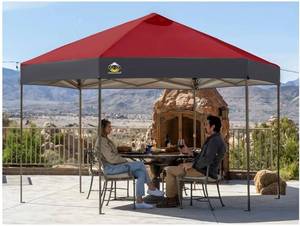 CROWN SHADES Pop up Gazebo, 6-Sided Portable Gazebo, RED. - Retail: $220