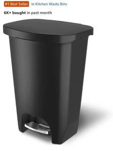 lot 29678 image: Glad Premium Trash Can with Clorox Odor Protection, 13 Gallon, Black - Retail $40