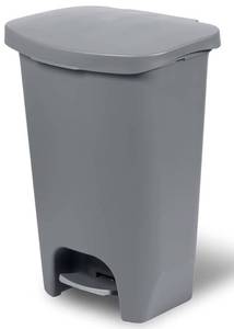 lot 29679 image: Glad Step-On Plastic Trash Can, Clorox Odor Protection Lid, Grey, 13 Gallon - Retail $38