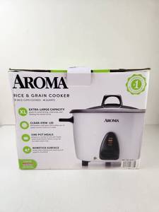 lot 123 image: Aroma 4 Quart Rice & Grain Cooker ARC-360-NGP New