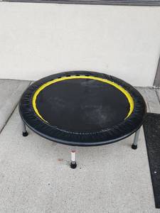 lot 135 image: Mini Trampoline Rebounder Round Black Frame Yellow Trim 36