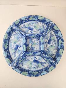 lot 226 image: Vintage Beautiful Blue Floral Gumps Divided Serving Dish Set 5 Piece