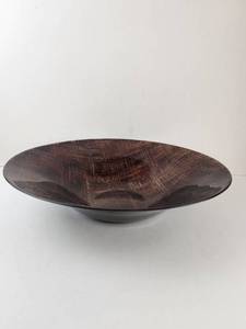 lot 227 image: Large Shallow Round Bowl with Brown Crosshatch Pattern, Approx. 16 in Diameter