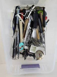 lot 247 image: Assorted Kitchen Utensils Lot with Whisks, Grater, Thermometers, Spatulas, Tongs