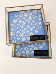 lot 263 image: Rachel Zoe Brass and Glass Trays Set of 2
