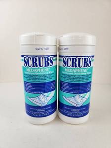 lot 328 image: SCRUBS MEDAPHENE Disinfectant Deodorizing Wipes 50 Ct 8.1 oz Lot of 2