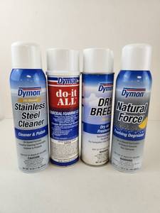 lot 329 image: Dymon Aerosol Cleaner Lot of 4 Cans Do-it ALL, Dry Breeze, Natural Force