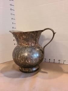 lot 1015 image: Vintage Metal Pitcher with Handle Made in India Item No 1844
