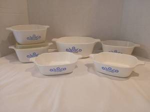 lot 1110 image: Corning Ware Blue Floral Bakeware Lot  Pieces 1 12 QT P-41 Petite Pan one lid