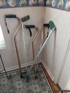 lot 1119 image: Lot of Walking Canes and Mobility Aids with teo reachers Assorted Styles