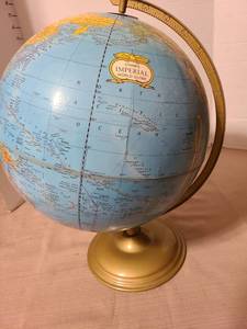 lot 1210 image: Crams Imperial World Globe Terrestrial Globe with Degree Arc 16in tall