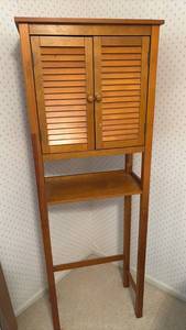 lot 1326 image: Freestanding Storage Cabinet with Louvered Doors and Lower Shelf 67x18x13